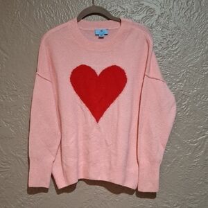 CeCe Women's Pink Sweater with Red Heart Size XS